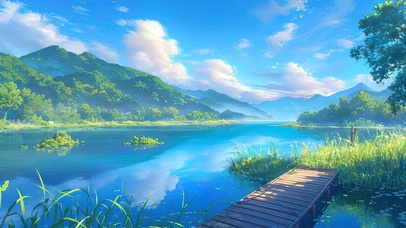 清新治愈小船码头