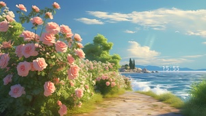 唯美海边花开