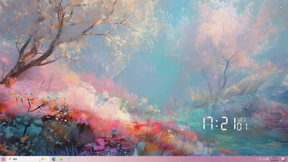 护眼樱花树木河流桌面主题