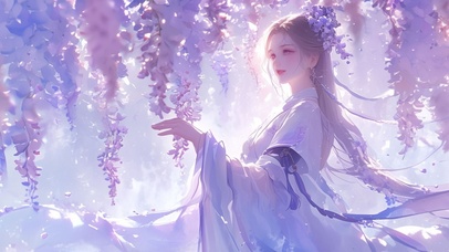 紫色汉服古风美人