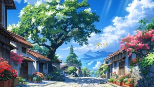 春天古巷街道