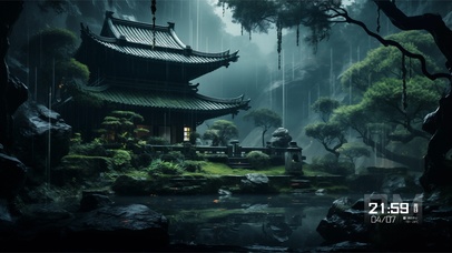 4K雨夜森林山间雨落