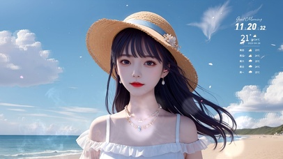 4k海边清新美女230426