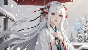 唯美古风雪中少女