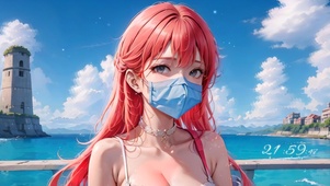 红发海边女神