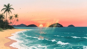 落日大海