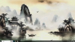 古风水墨山水-桌面主题