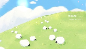 蓝天绿草原 小绵羊