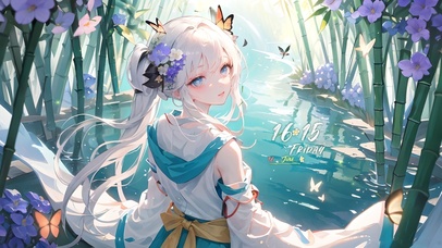 唯美竹间汉服清纯少女