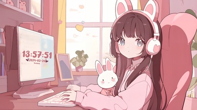 粉色系兔兔女孩