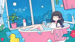 沐浴闲适女孩