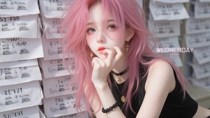 可爱粉发少女