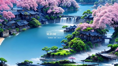 4k水坝樱花小镇