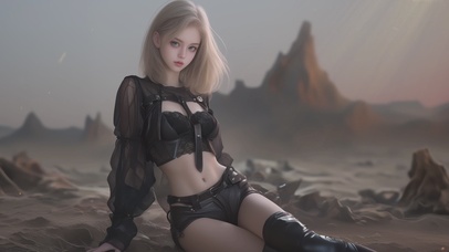 户外金发气质皮靴女孩