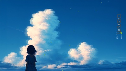 唯美夏日云朵少女