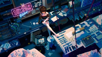 4k 短发少女 夜晚 工作室