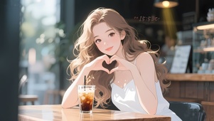 咖啡店清纯女孩