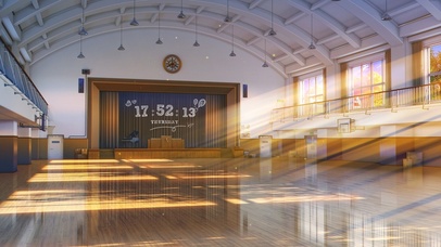 4K唯美黄昏学校体育馆