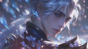 清秀鲜花男孩