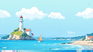 清新海边灯塔
