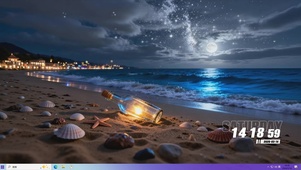 夜景下房屋海景桌面主题