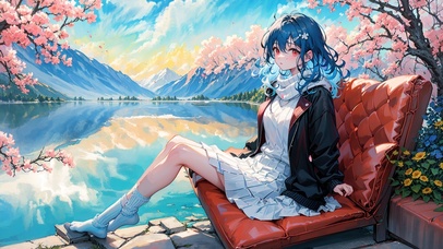 樱花树下美少女