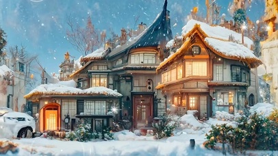 唯美治愈冬日小屋