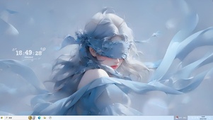 蓝发蒙眼少女