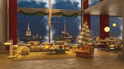 唯美治愈城市雪夜房间