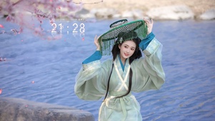 4k古风斗笠美女