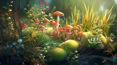 荧光唯美小小蘑菇