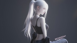 白发甜美女孩