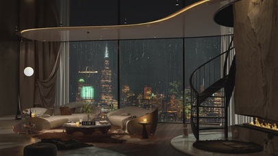 4K唯美治愈雨夜房间