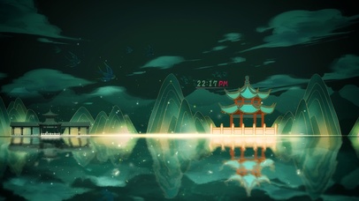 中国风夜色亭湖