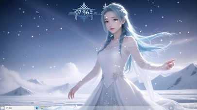 4k雪山冰雪白色美少女