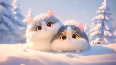 雪地玩耍的猫咪