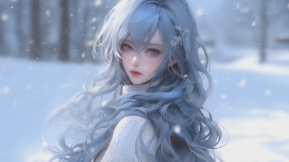 唯美雪中女孩