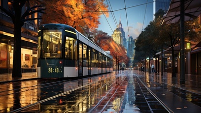 4K高清唯美雨后城市街道