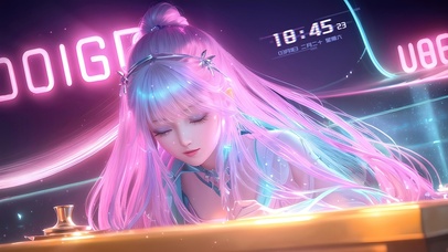 朋克风粉色长发女孩