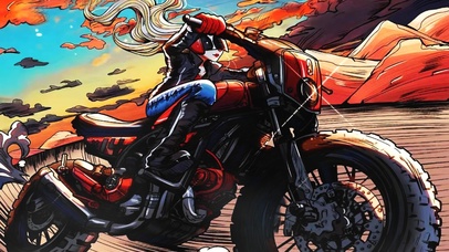 英姿飒爽-摩托车少女