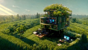 4K唯美绿色森林房屋