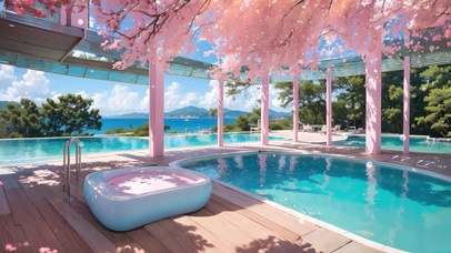 浪漫樱花泳池