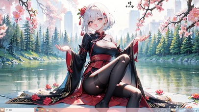 4k白毛短发黑丝河上美少女