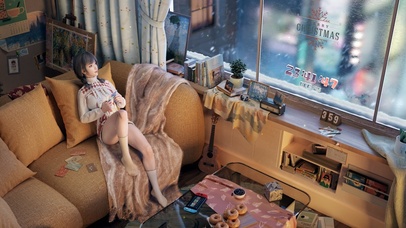 圣诞休闲居家女孩