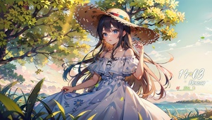 夏日草帽少女