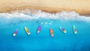 大海沙滩小船