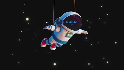 4K 可爱太空人遨游宇宙