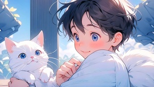 猫咪可爱男孩