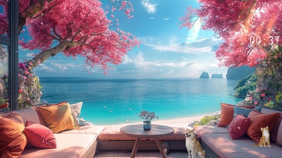 惬意午后沙滩阳光