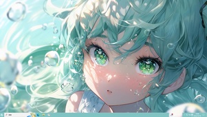 绿色眼眸的少女 桌面主题